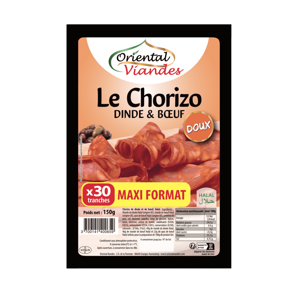 oriental-viandes-chorizo-doux-de-dinde-et-bœuf-tanché-maxi-format-halal