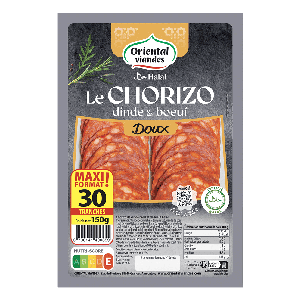oriental-viandes-chorizo-doux-de-dinde-maxi-format-halal